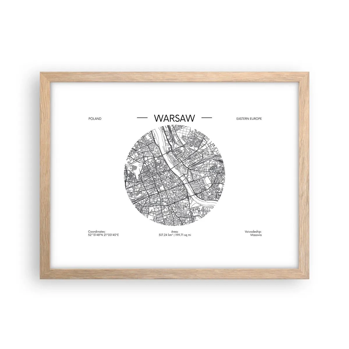 Plakat w ramie jasny dąb - Anatomia Warszawy - 40x30 cm