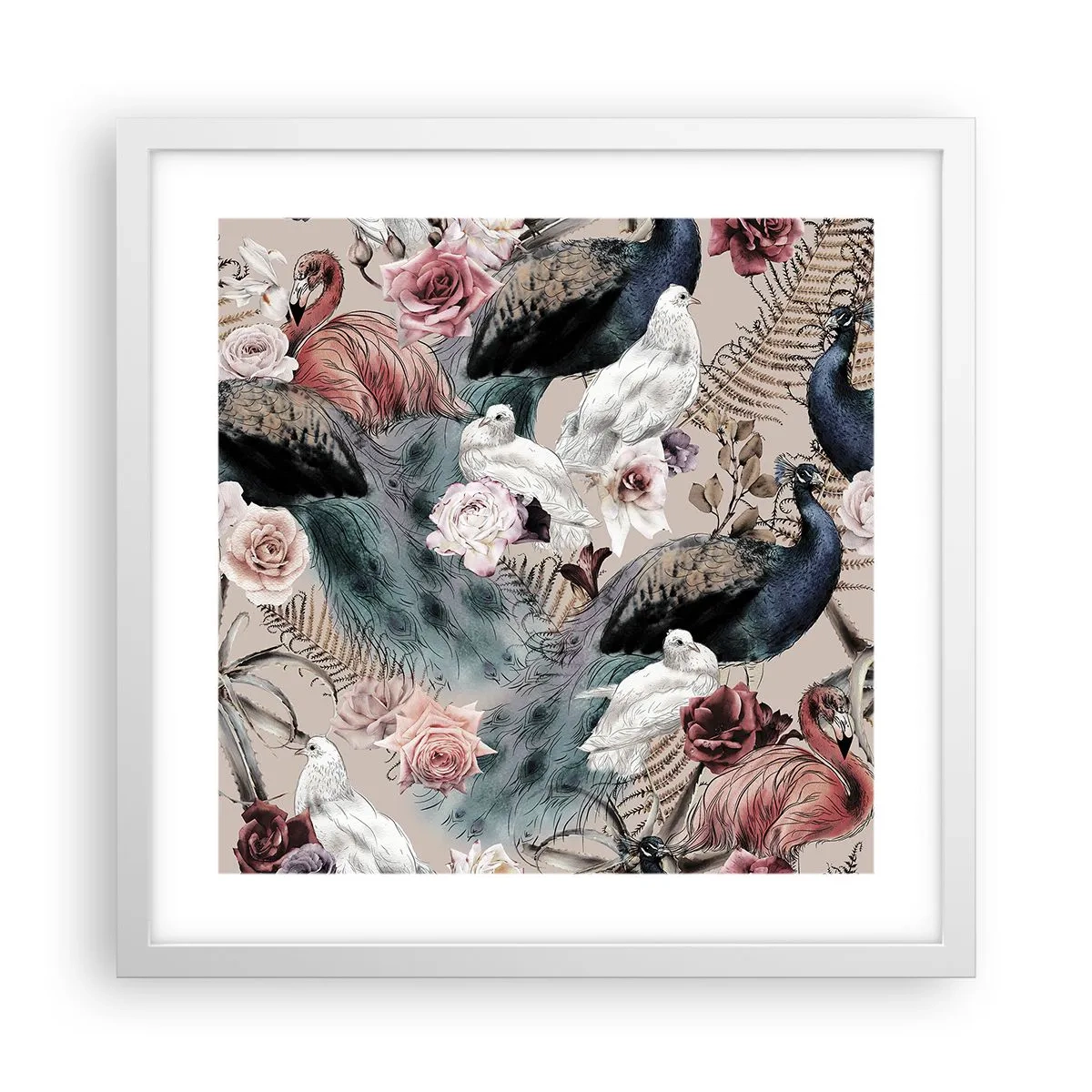 Plakat w białej ramie - W pałacowym ogrodzie - 40x40 cm