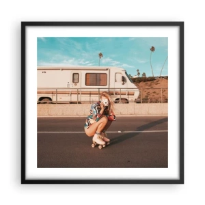 Plakat w czarnej ramie - Uśmiech, proszę! - 50x50 cm