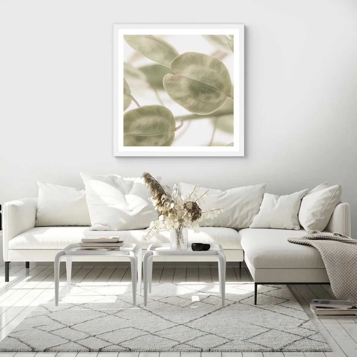 Plakat w białej ramie - Na początku były listki… - 40x40 cm