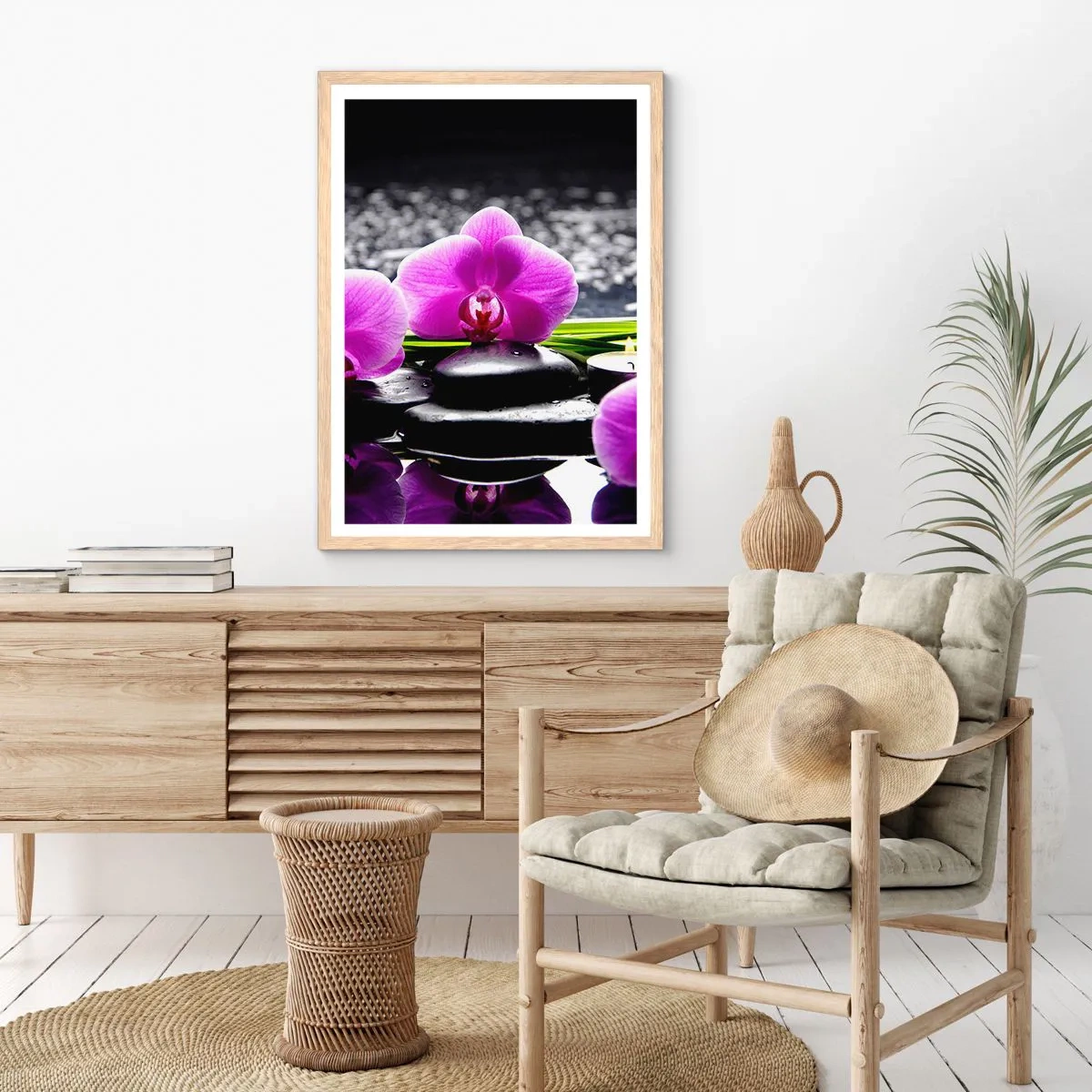 Plakat w ramie jasny dąb - Utonąć w ciszy i spokoju - 30x40 cm