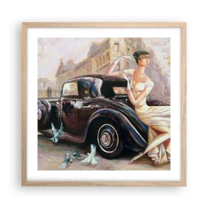Plakat w ramie jasny dąb - Elegancja w stylu retro - 50x50 cm