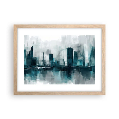 Plakat w ramie jasny dąb - Miasto w kolorze deszczu - 40x30 cm
