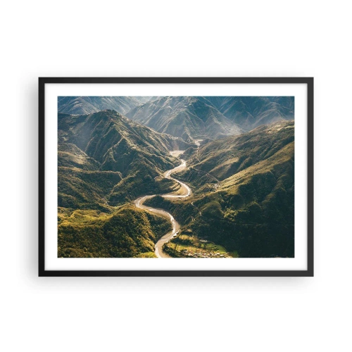 Plakat w czarnej ramie - Górski krajobraz z wijącą się drogą wśród zielonych wzgórz - 70x50cm - Prosto z serca gór - Nowoczesna dekoracja ścienna do salonu i sypialni ARTTOR