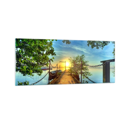Obraz na szkle - Zachód nad wodą - 100x40 cm