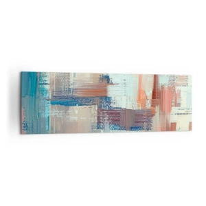 Obraz na płótnie - Abstrakcyjna kompozycja w odcieniach błękitu i beżu - 160x50cm - Dotrzeć do światła - Nowoczesna dekoracja ścienna do salonu i sypialni ARTTOR
