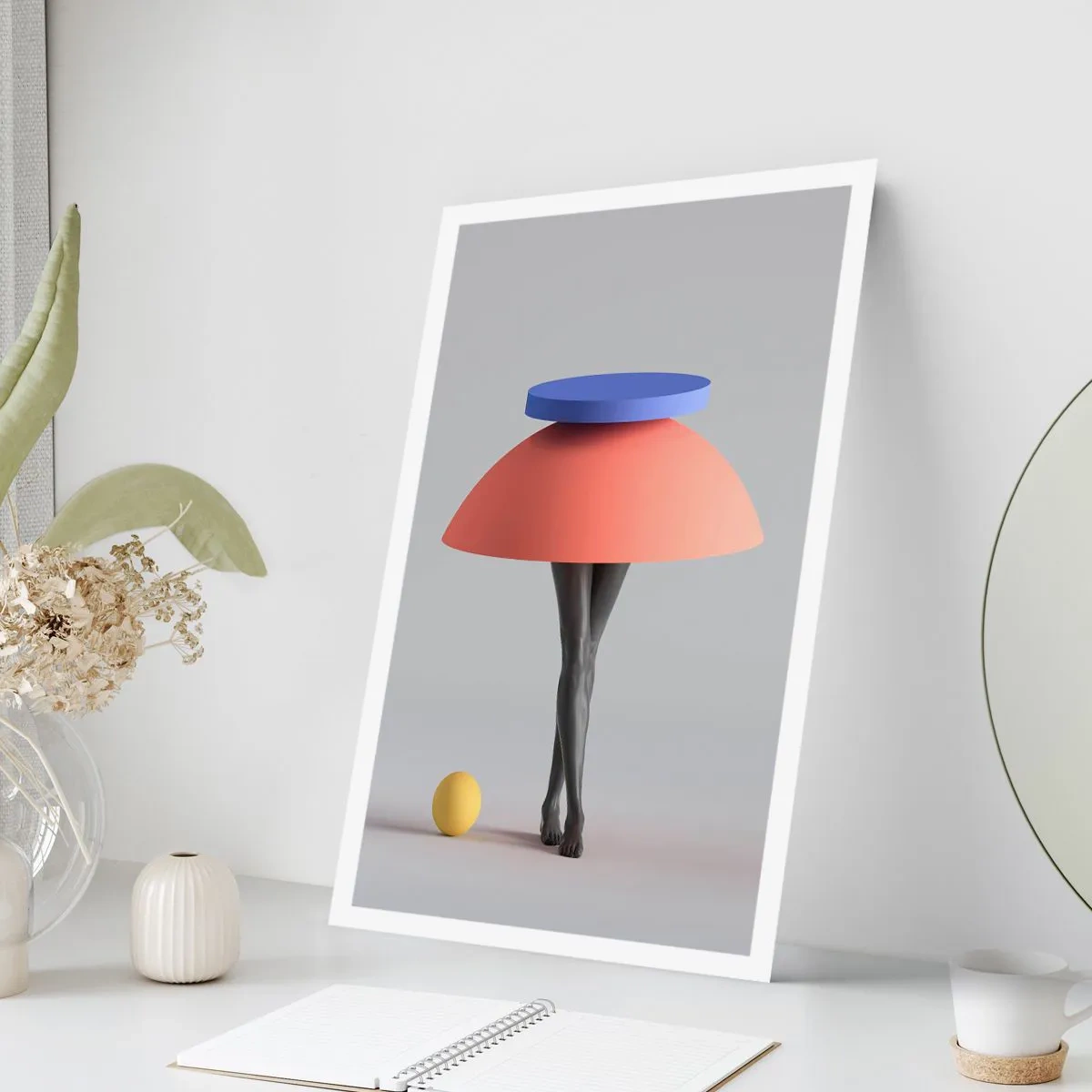 Plakat - Surrealistyczna postać z geometrycznymi kształtami - 50x70cm - Kompozycja surrealistyczna - Nowoczesna dekoracja ścienna do salonu, kuchni i sypialni ARTTOR