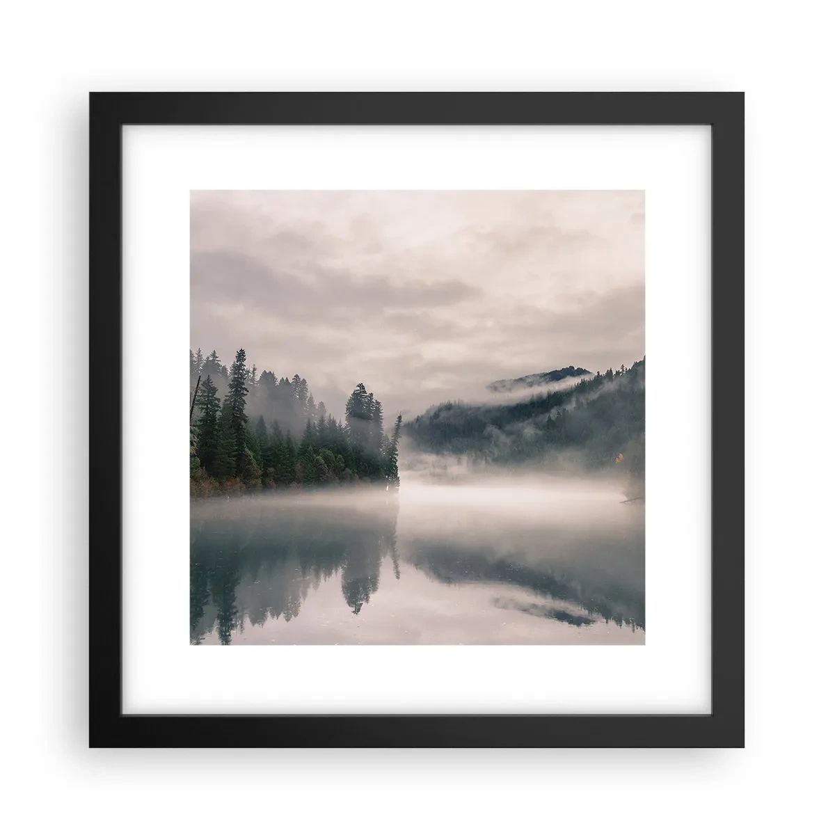 Plakat w czarnej ramie - W zadumie, we mgle - 30x30 cm