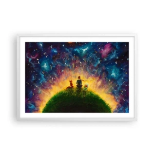 Plakat w białej ramie - Miłość i przyjaźń - cały świat - 70x50 cm