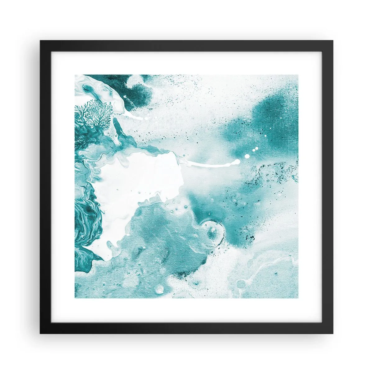 Plakat w czarnej ramie - Rozlewiska błękitu - 40x40 cm