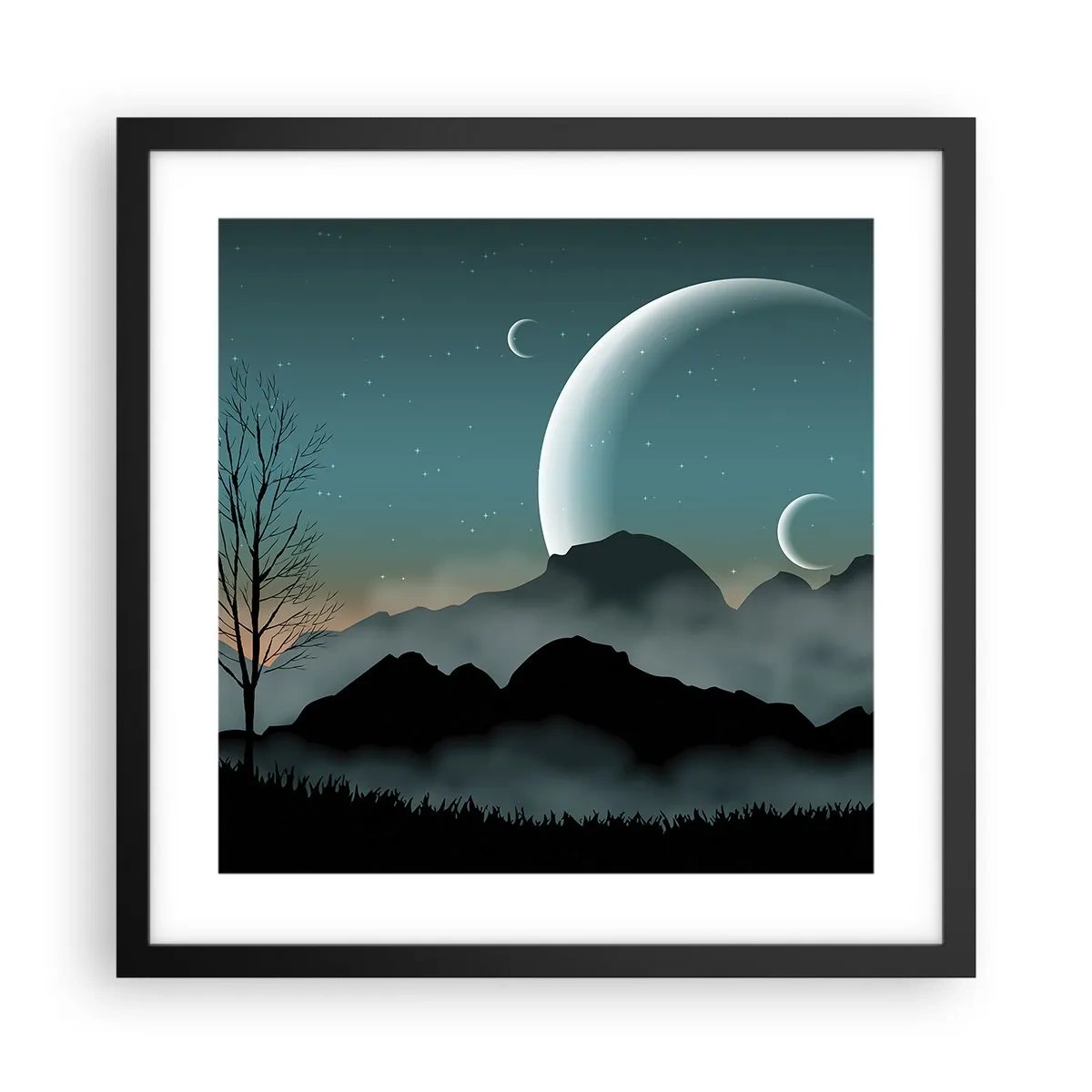 Plakat w czarnej ramie - Karnawał gwiaździstej nocy - 40x40 cm