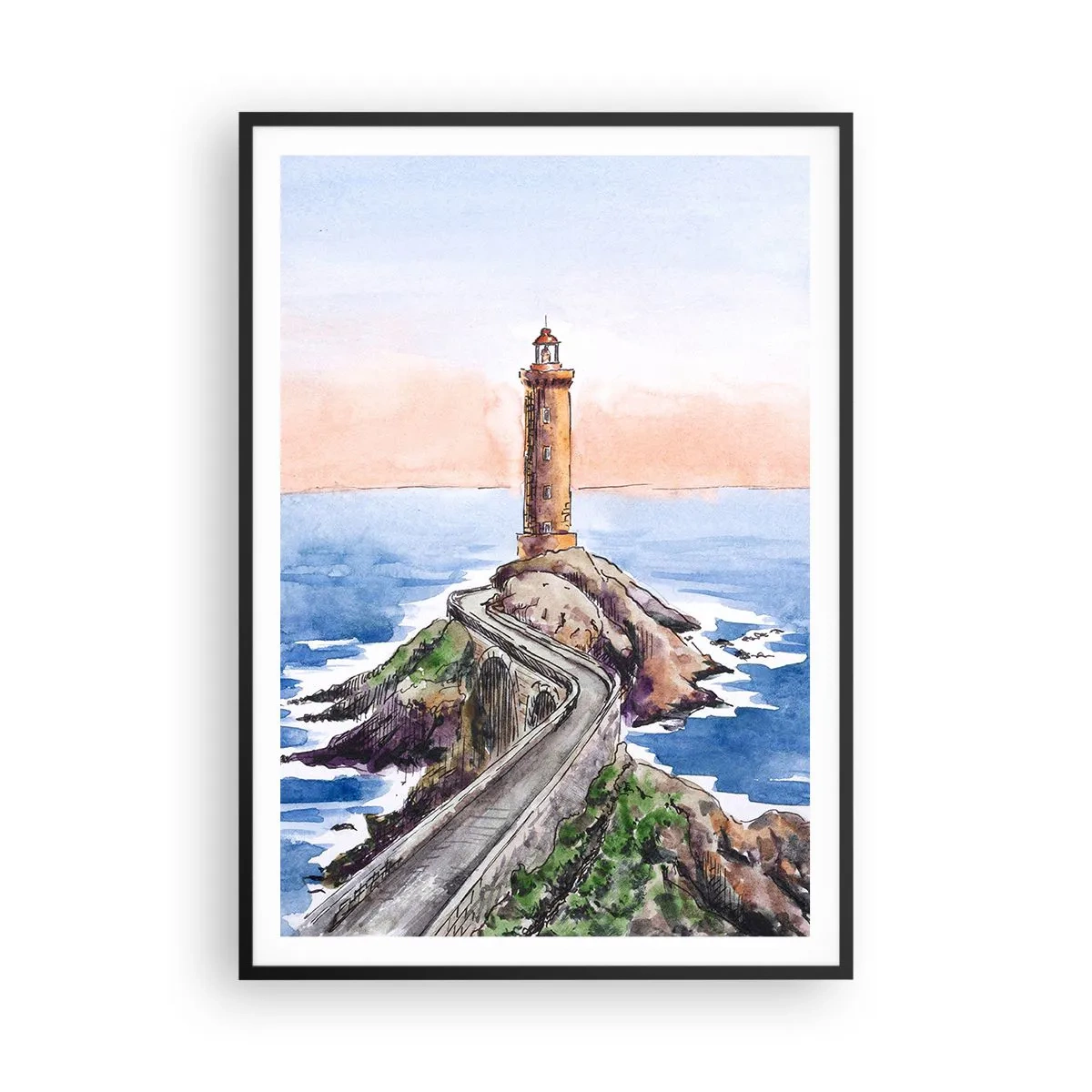 Plakat w czarnej ramie - Zwrócona ku morzu - 70x100 cm