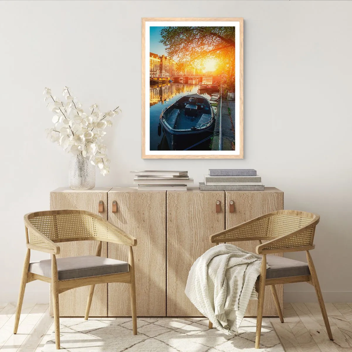 Plakat w ramie jasny dąb - Poranek w Amsterdamie - 40x50 cm