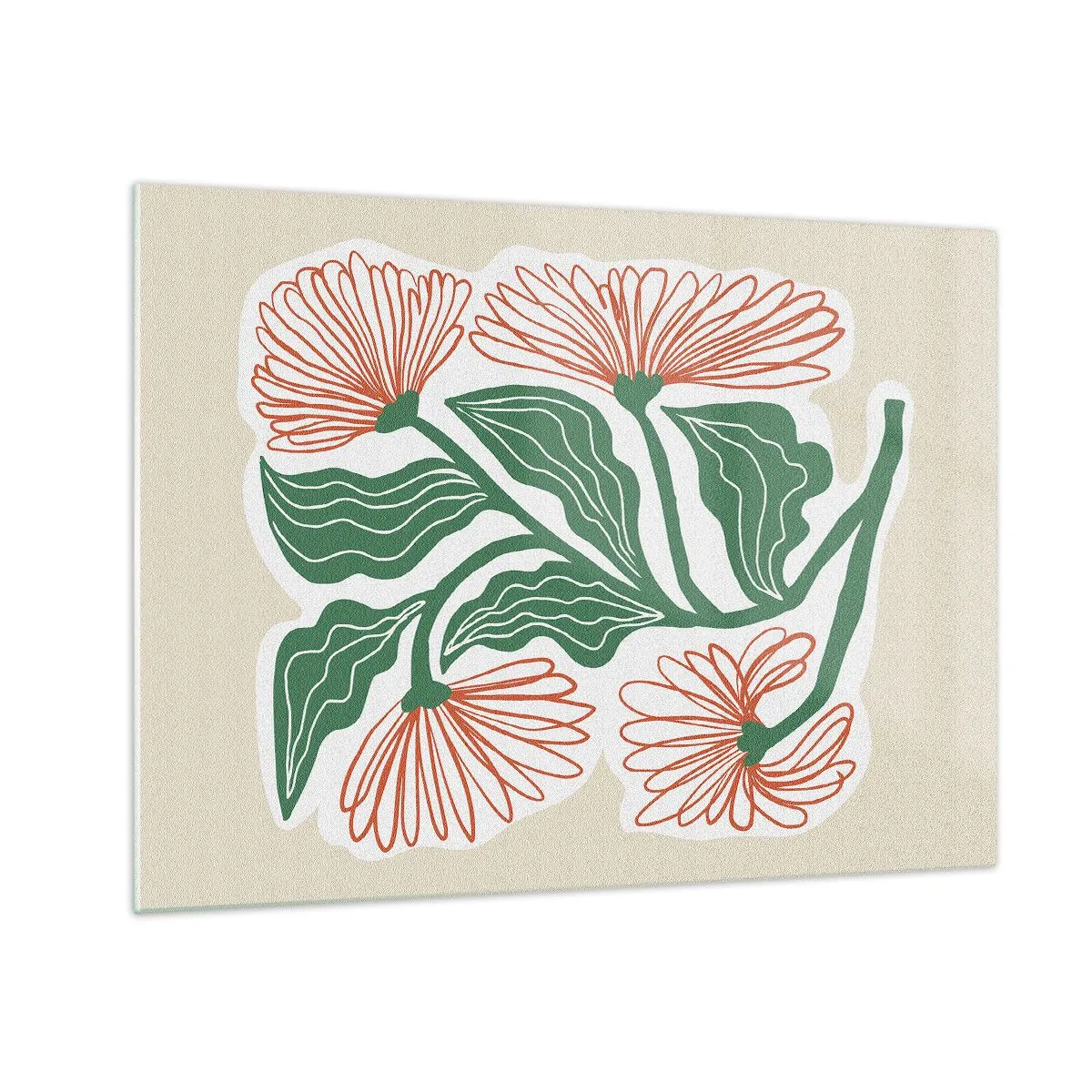 Obraz na szkle - Dekoracyjne kwiaty w stylu folk na jasnym tle - 70x50cm - Ludowe i nowoczesne - Nowoczesna dekoracja ścienna do salonu i sypialni ARTTOR