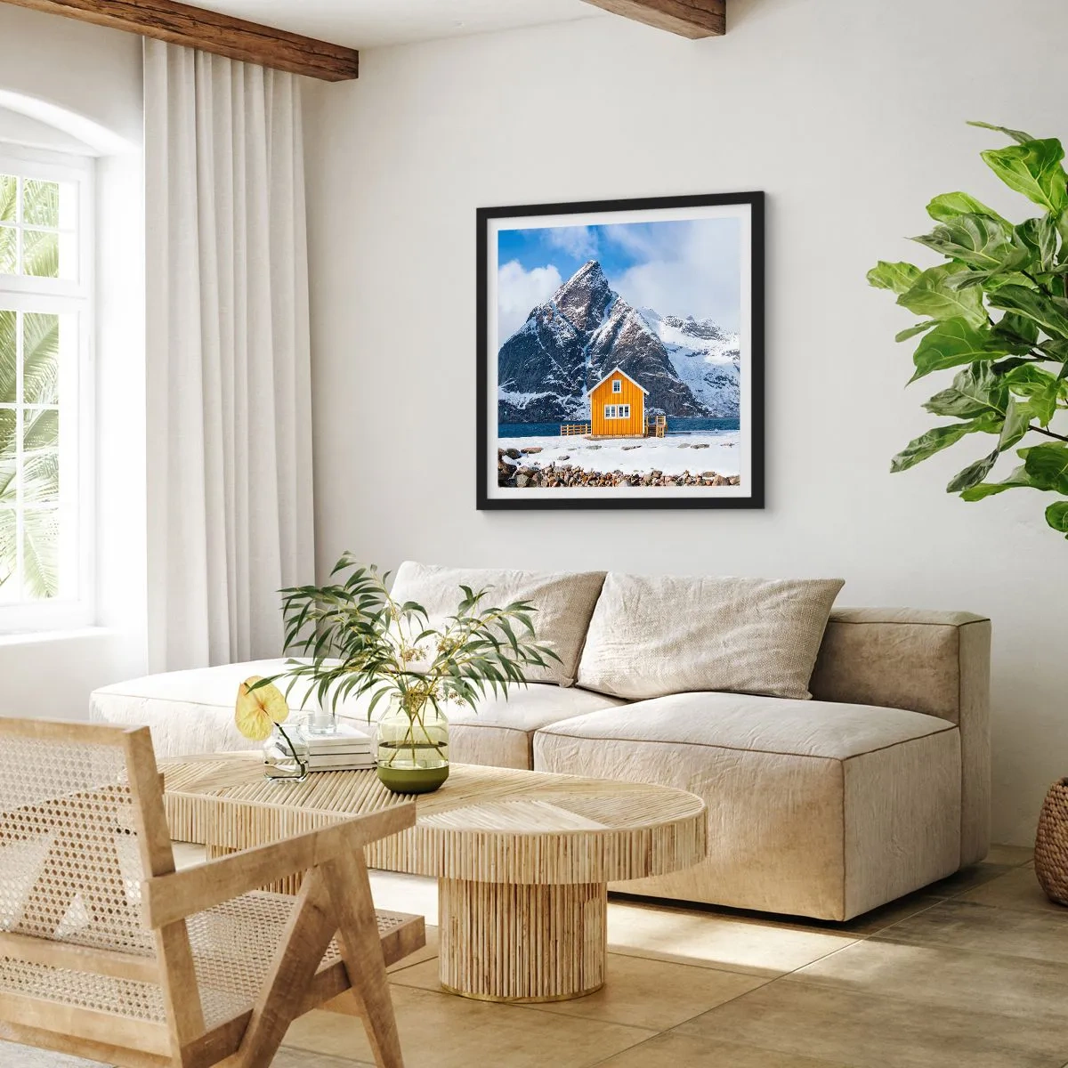 Plakat w czarnej ramie - Skandynawskie wakacje - 30x30 cm