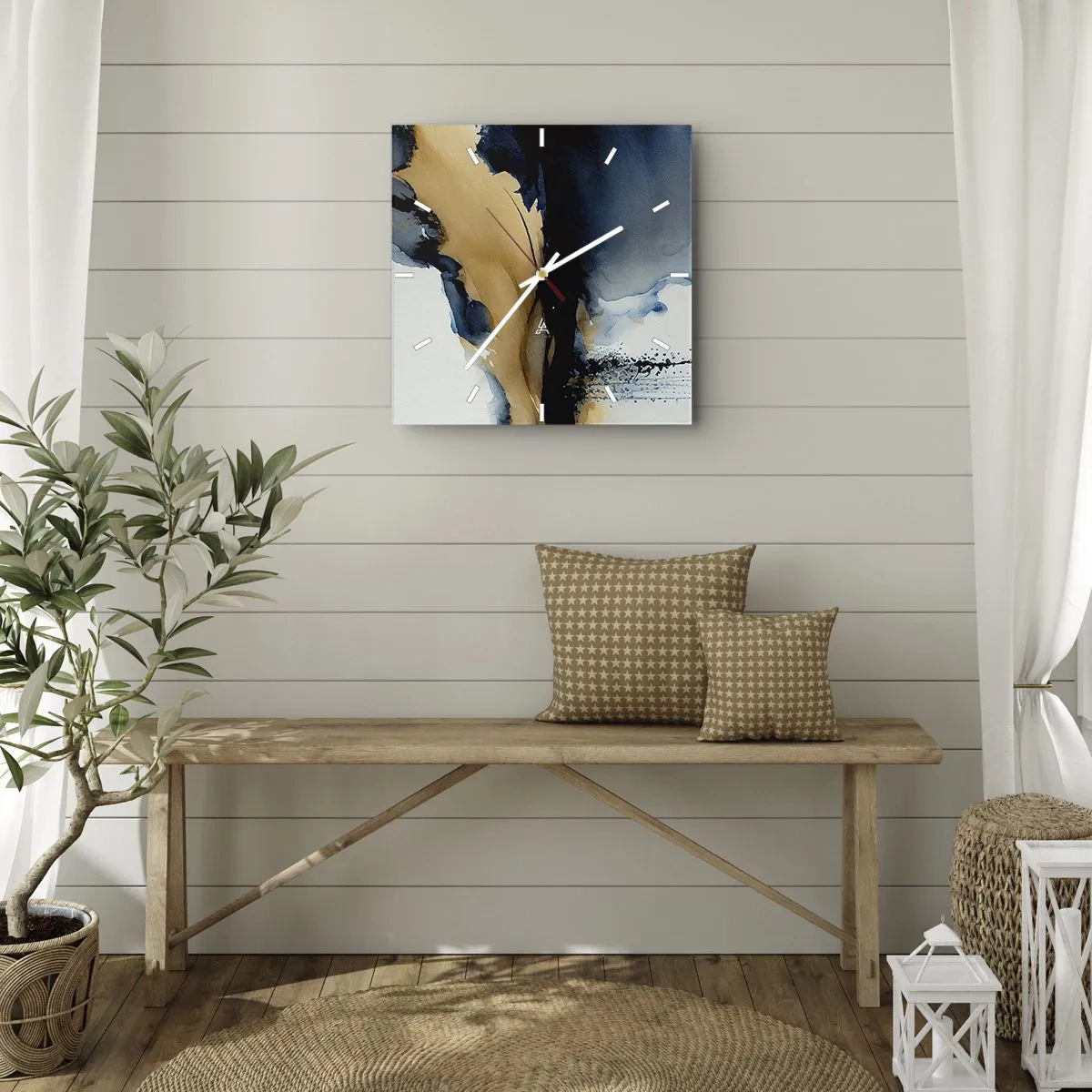 Zegar ścienny - Za zasłoną - 40x40 cm