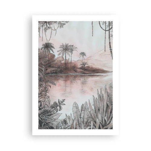 Plakat - Egzotyczny krajobraz nad wodą - 50x70cm - XIX-wieczny pamiętnik odkrywcy - Nowoczesna dekoracja ścienna do salonu, kuchni i sypialni ARTTOR