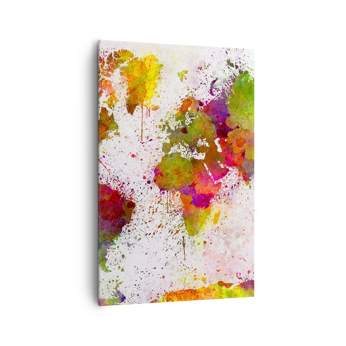 Obraz na płótnie - Kolorowa mapa świata w abstrakcyjnej stylistyce - 80x120cm - Jakoś tak samo wyszło - Nowoczesna dekoracja ścienna do salonu i sypialni ARTTOR