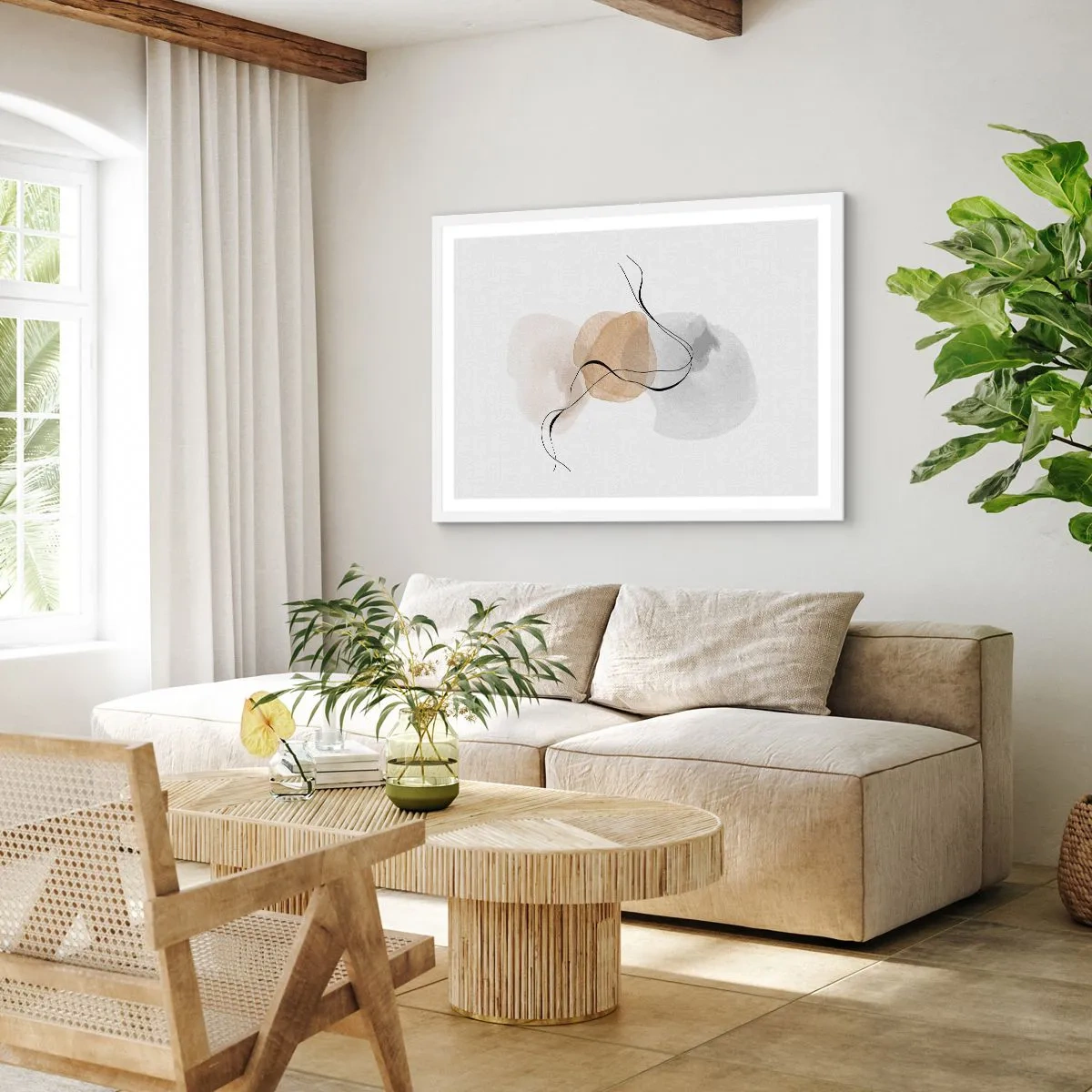 Plakat w białej ramie - Powietrzne paciorki - 70x50 cm