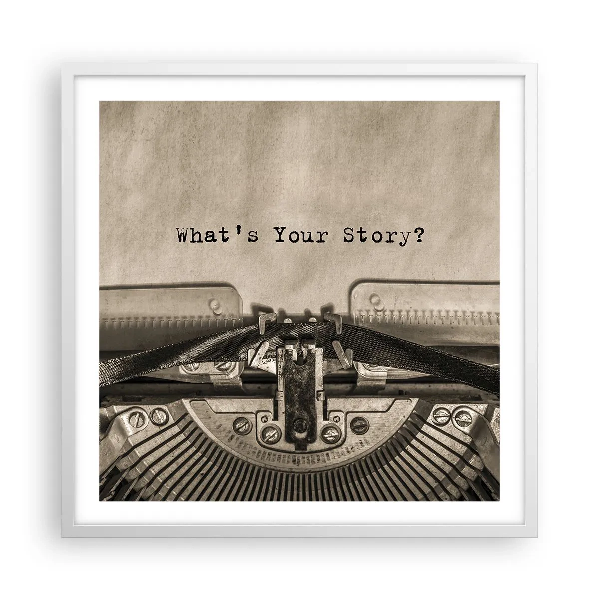 Plakat w białej ramie - Opowiedz mi - 60x60 cm