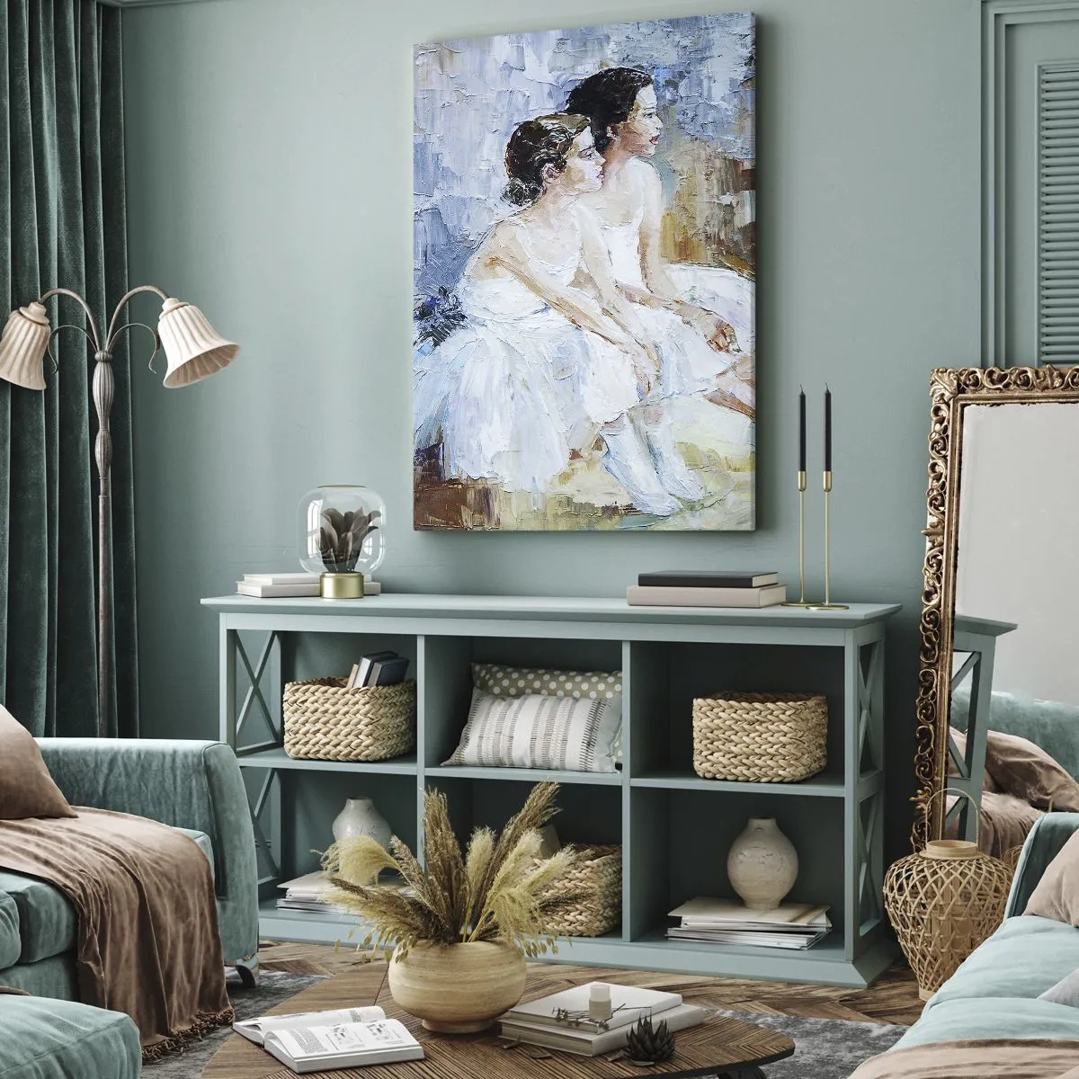 Obraz na płótnie - Odpoczynek młodych łabędzi - 55x100 cm