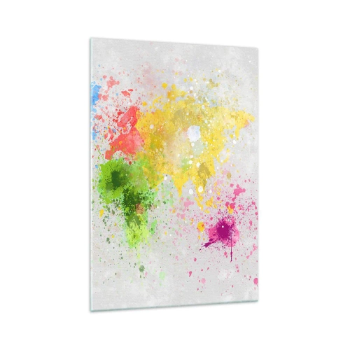 Obraz na szkle - Mapa świata w kolorowej akwarelowej interpretacji - 70x100cm - Wszystkie barwy świata - Nowoczesna dekoracja ścienna do salonu i sypialni ARTTOR