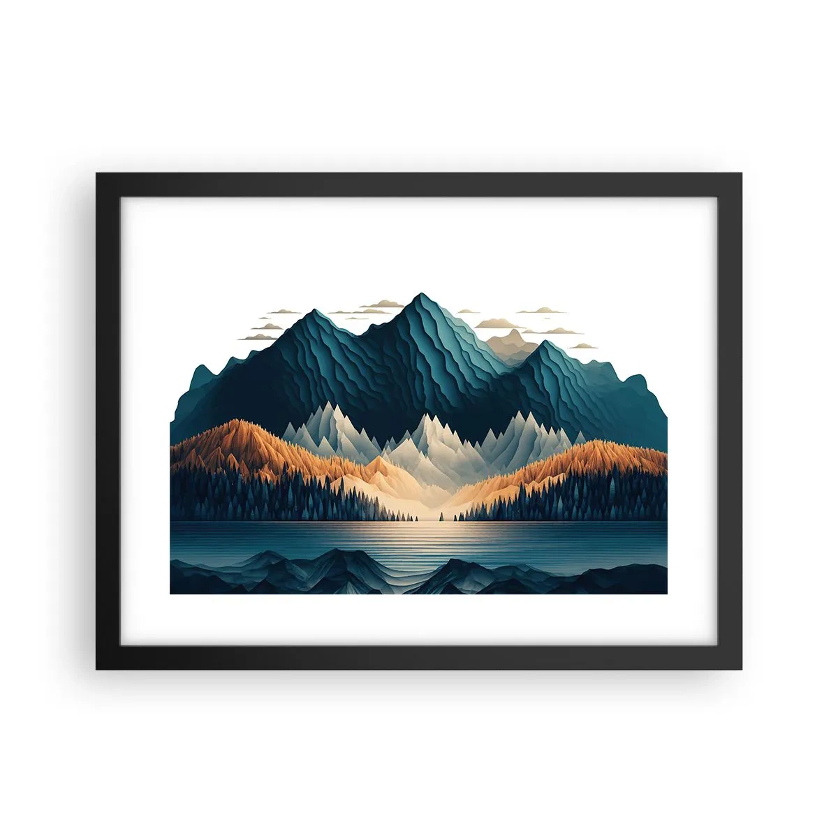 Plakat w czarnej ramie - Pejzaż górski doskonały - 40x30 cm