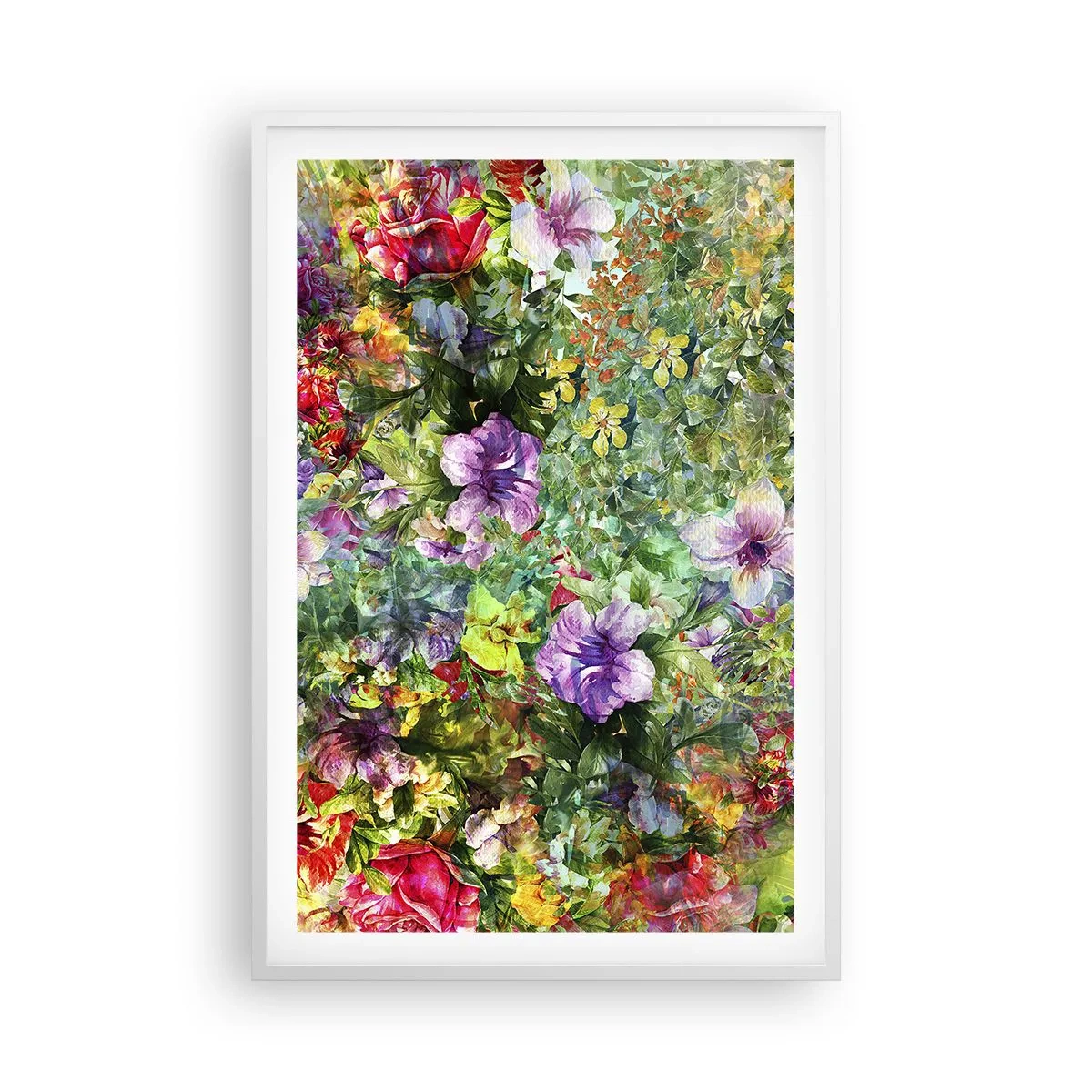 Plakat w białej ramie - W kwiaty na zatracenie - 61x91 cm