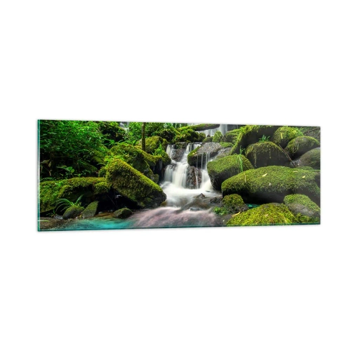 Obraz na szkle - Turkus, szafiry i płynne srebro - 90x30 cm