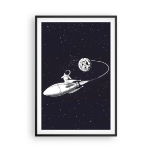 Plakat w czarnej ramie - Kosmiczny surfer - 61x91 cm