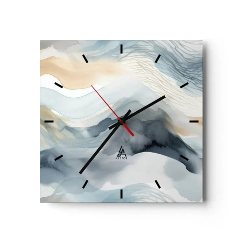 Zegar ścienny - Abstrakcja śnieżna i mglista - 40x40 cm