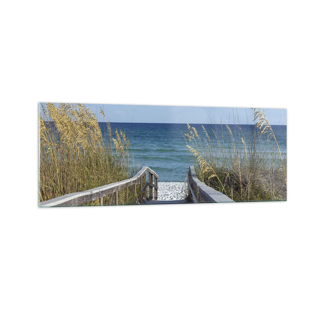 Obraz na szkle - Ścieżka na plażę z widokiem na morze - 140x50cm - W słońcu, na wietrze - Nowoczesna dekoracja ścienna do salonu i sypialni ARTTOR