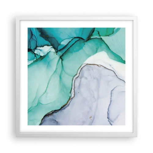 Plakat w białej ramie - Studium w turkusie - 50x50 cm