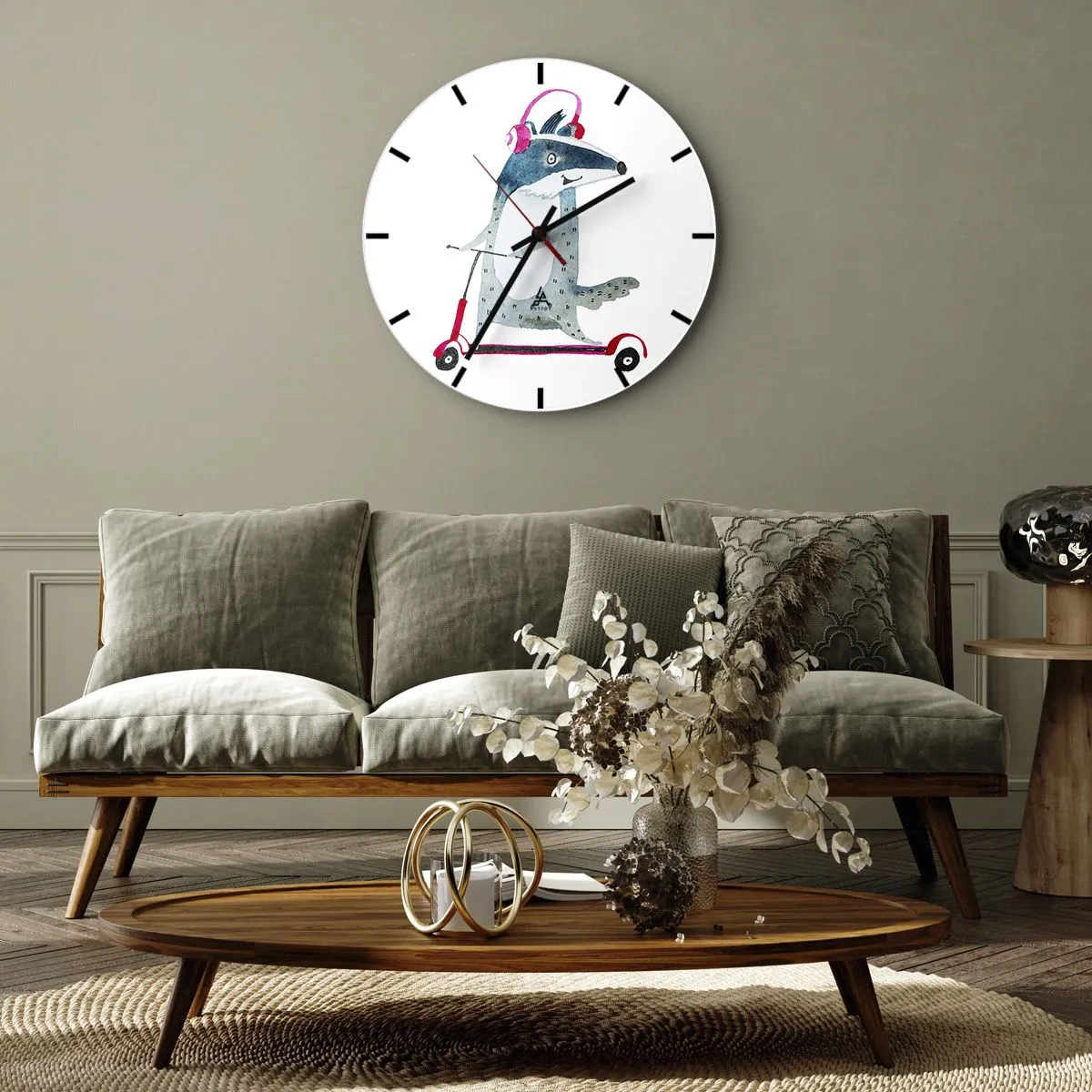 Zegar ścienny - Borsucze radości - 40x40 cm