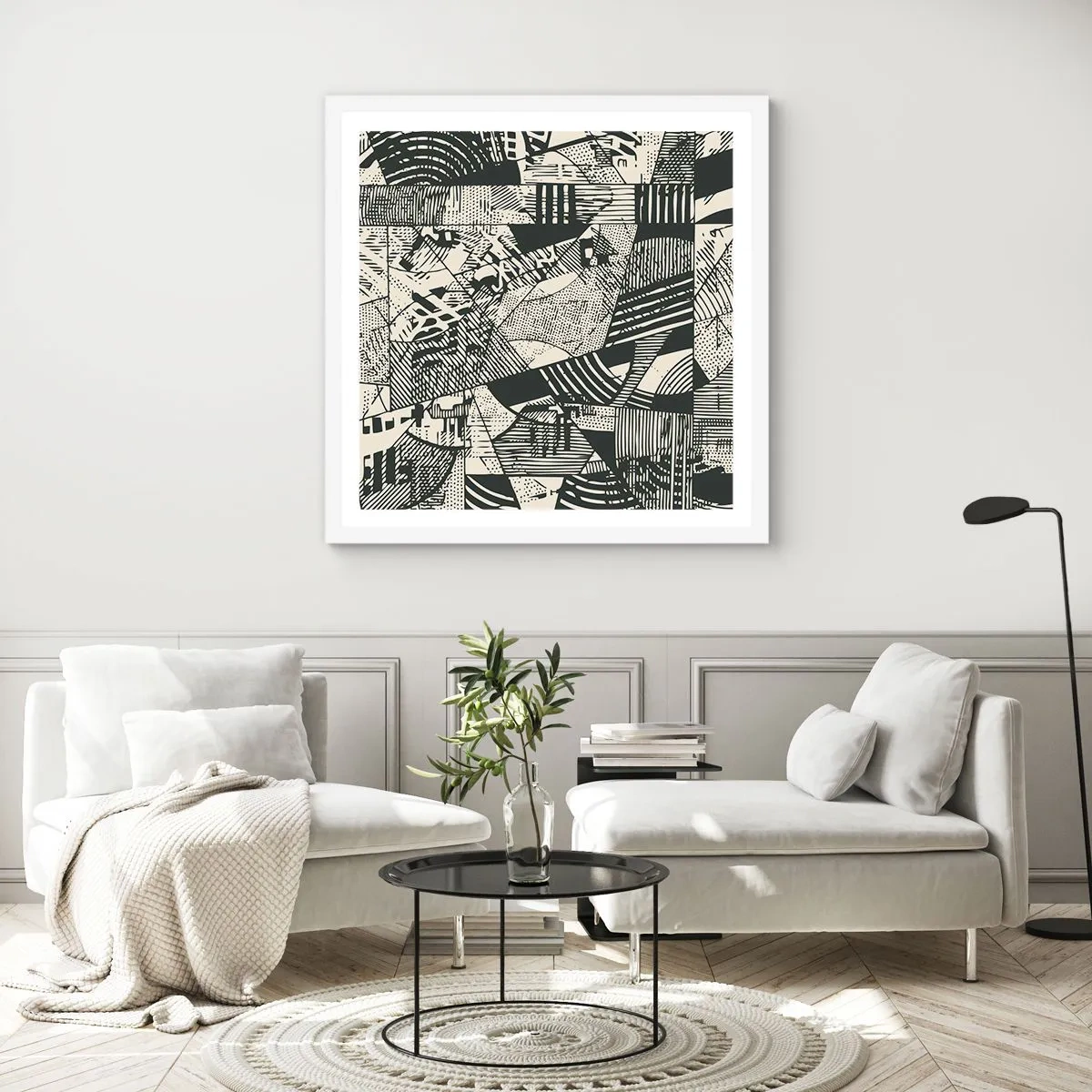 Plakat w białej ramie - Dynamika współczesności - 60x60 cm