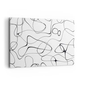 Obraz na płótnie - Abstrakcyjne czarne linie na białym tle w minimalistycznym stylu - 100x70cm - Ścieżki życia, koleje losu - Nowoczesna dekoracja ścienna do salonu, kuchni i sypialni ARTTOR