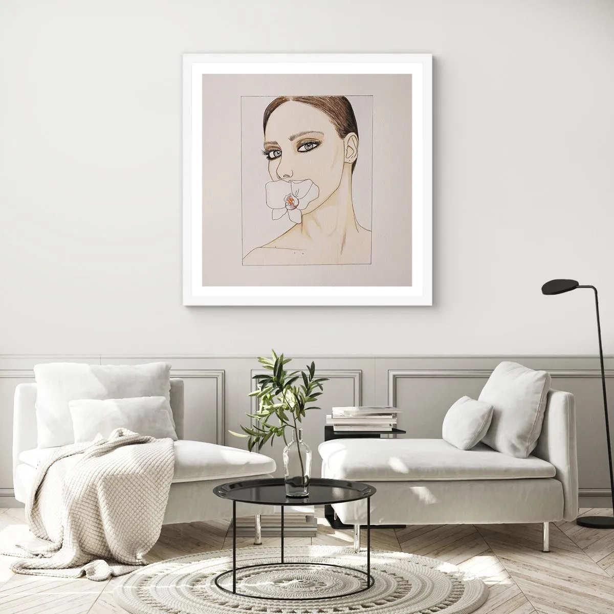 Plakat w białej ramie - Symbol elegancji i piękna - 60x60 cm