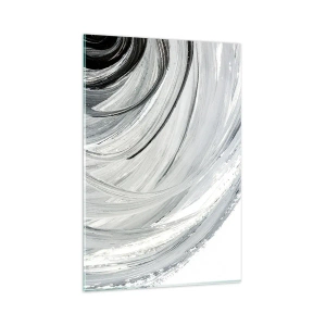 Obraz na szkle - Monochromatyczny wir w odcieniach szarości i czerni - 80x120cm - Kompozycja orbitalna - Nowoczesna dekoracja ścienna do salonu i sypialni ARTTOR