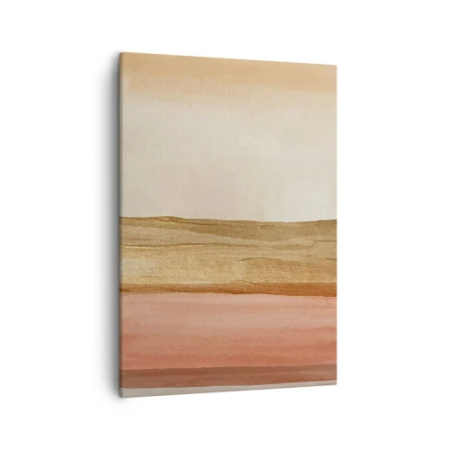 Obraz na płótnie - Abstrakcyjna kompozycja w odcieniach beżu i różu - 50x70cm - Kompozycja wertykalna - Nowoczesna dekoracja ścienna do salonu, kuchni i sypialni ARTTOR