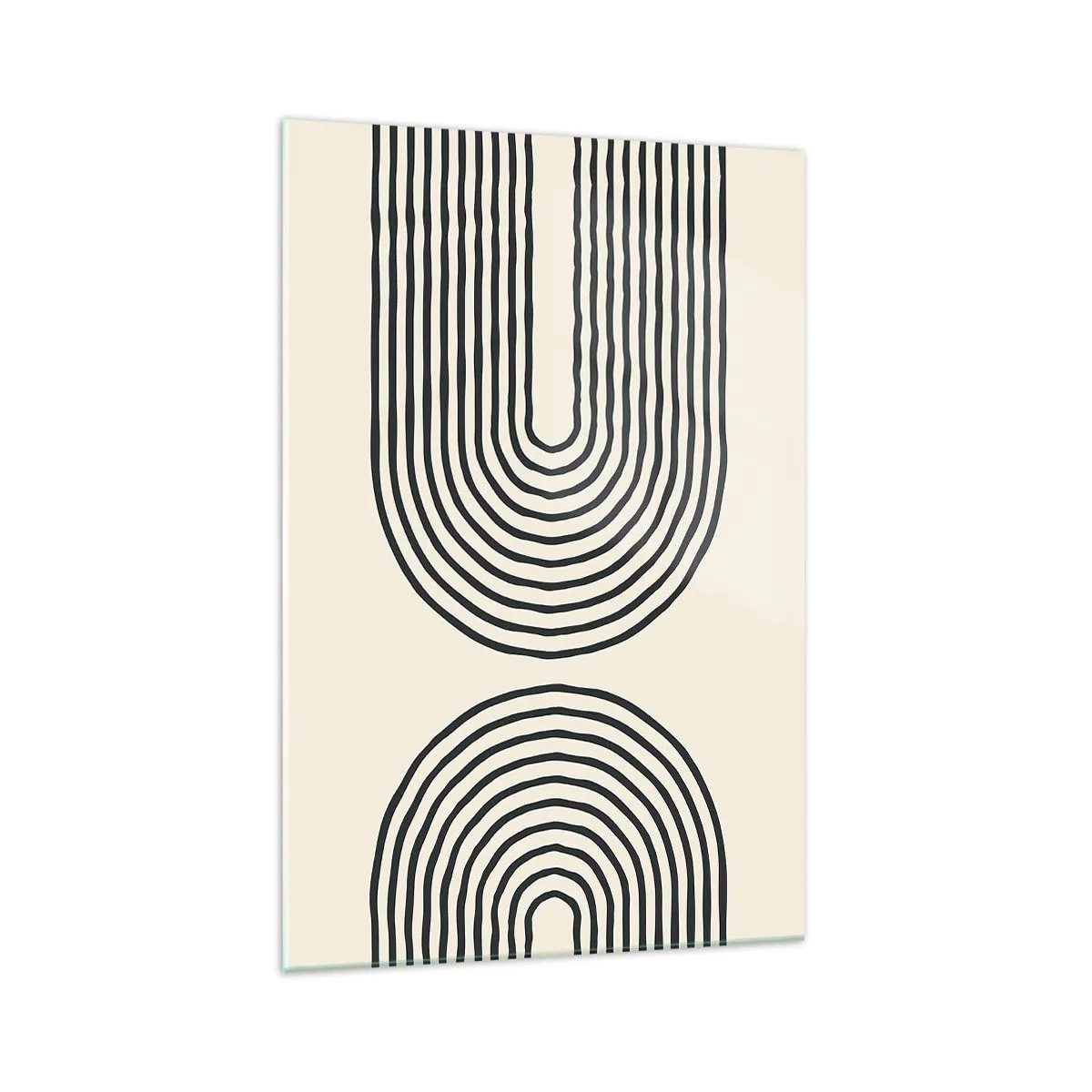 Obraz na szkle - Abstrakcyjny wzór geometryczny z symetrycznymi liniami na jasnym tle - 70x100cm - Już za chwilę… - Nowoczesna dekoracja ścienna do salonu i sypialni ARTTOR