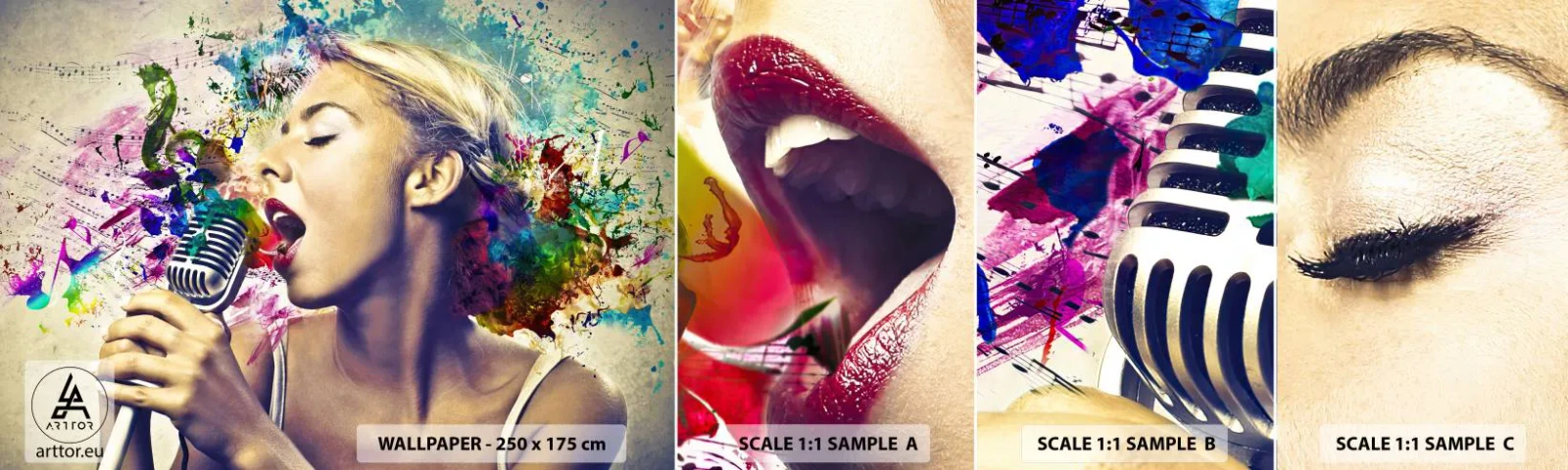 Fototapeta Próbka Standard Eco - Pomalować głosem świat - Kobieta, Muzyka, 3D - 100x30 cm