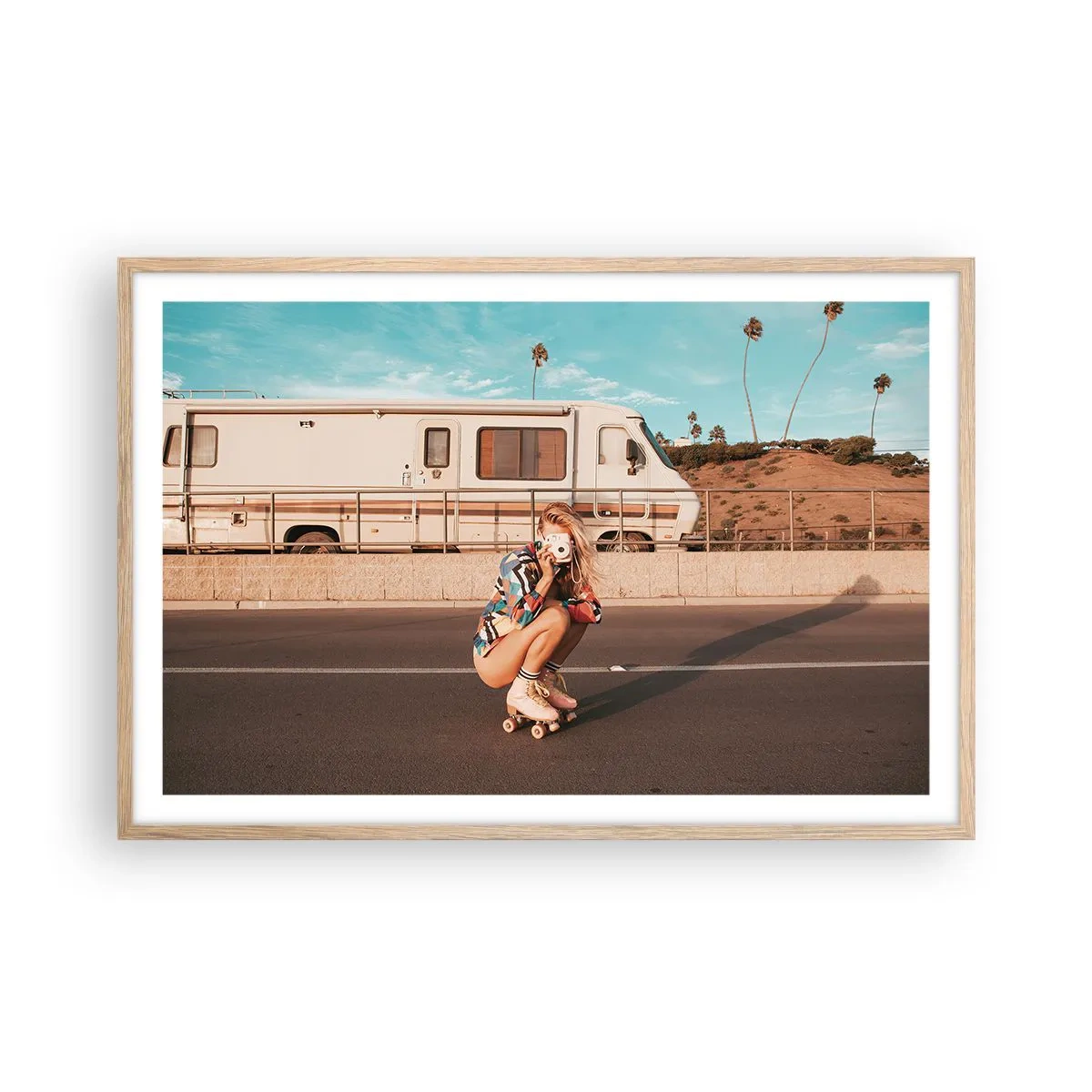 Plakat w ramie jasny dąb - Uśmiech, proszę! - 91x61 cm
