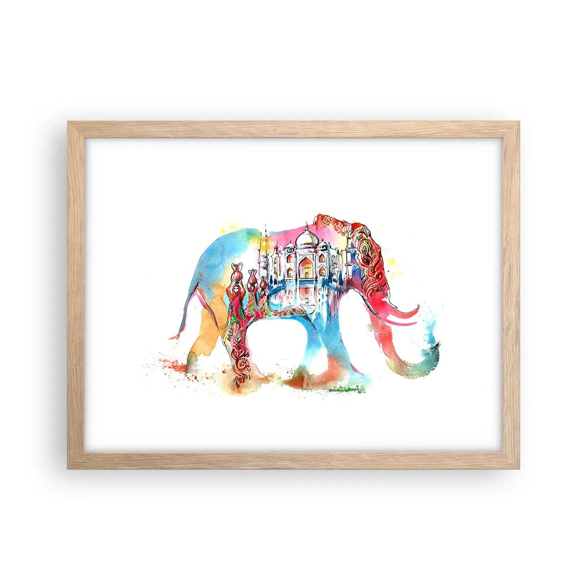 Plakat w ramie jasny dąb - Indie - aura miłości - 40x30 cm