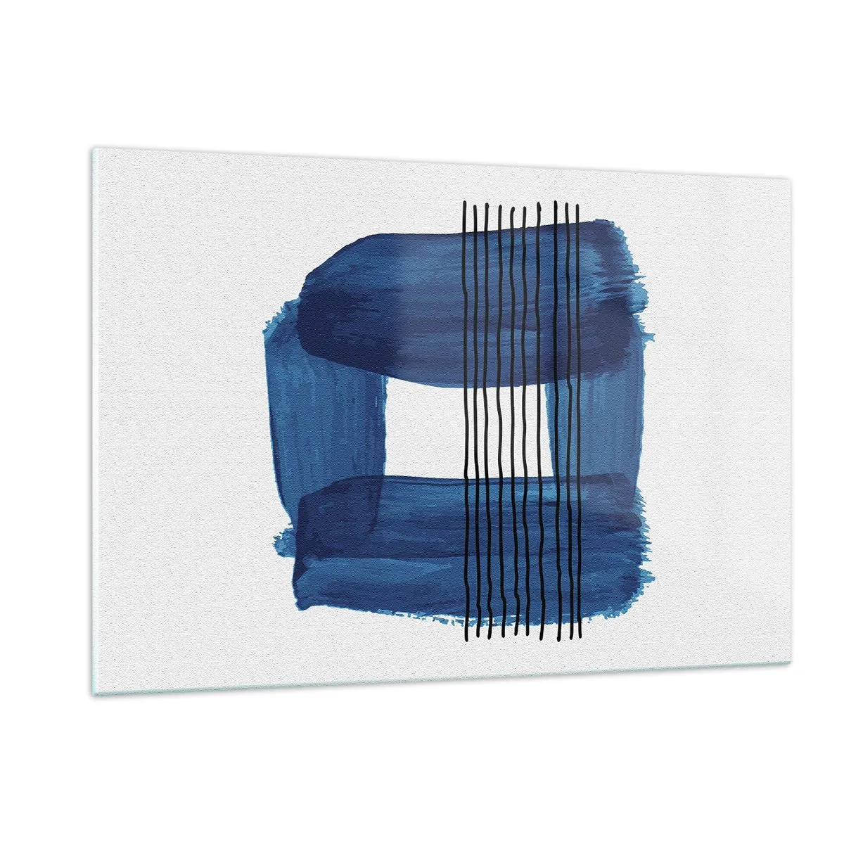 Obraz na szkle - Nowoczesna abstrakcja w odcieniach niebieskiego - 120x80cm - Niebiesko-czarna kompozycja - Nowoczesna dekoracja ścienna do salonu, kuchni i sypialni ARTTOR
