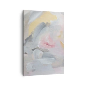 Obraz na płótnie - Abstrakcyjne pastelowe pociągnięcia w odcieniach różu i szarości - 70x100cm - W pastelowym świecie - Nowoczesna dekoracja ścienna do salonu i sypialni ARTTOR