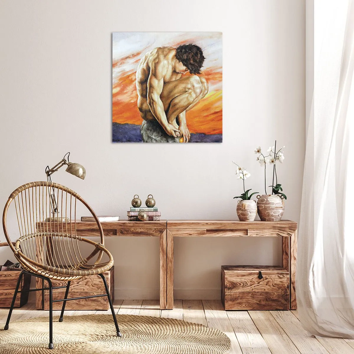 Obraz na płótnie - Zatopiony w sobie - 70x70 cm