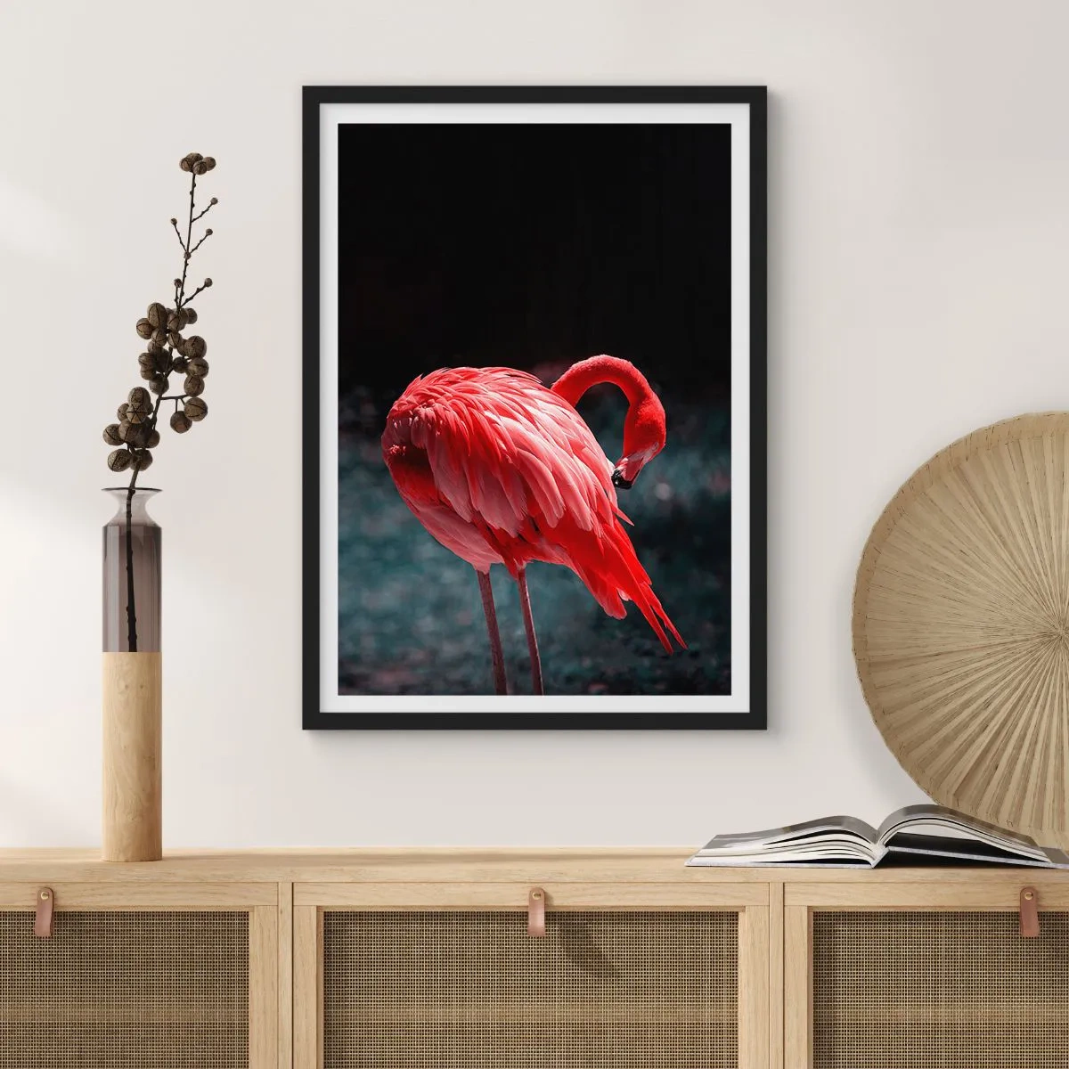Plakat w czarnej ramie - Karmazynowy poemat natury - 70x100 cm