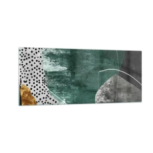 Obraz na szkle - Barwna abstrakcja z płatkiem złota - 100x40 cm
