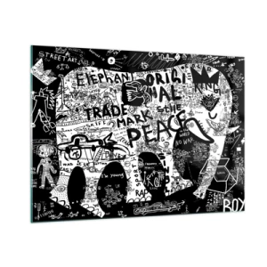 Obraz na szkle - Czarno-biały obraz graffiti z motywami pokoju i wolności - 100x70cm - Bogaty świat ulicy - Nowoczesna dekoracja ścienna do salonu, kuchni i sypialni ARTTOR