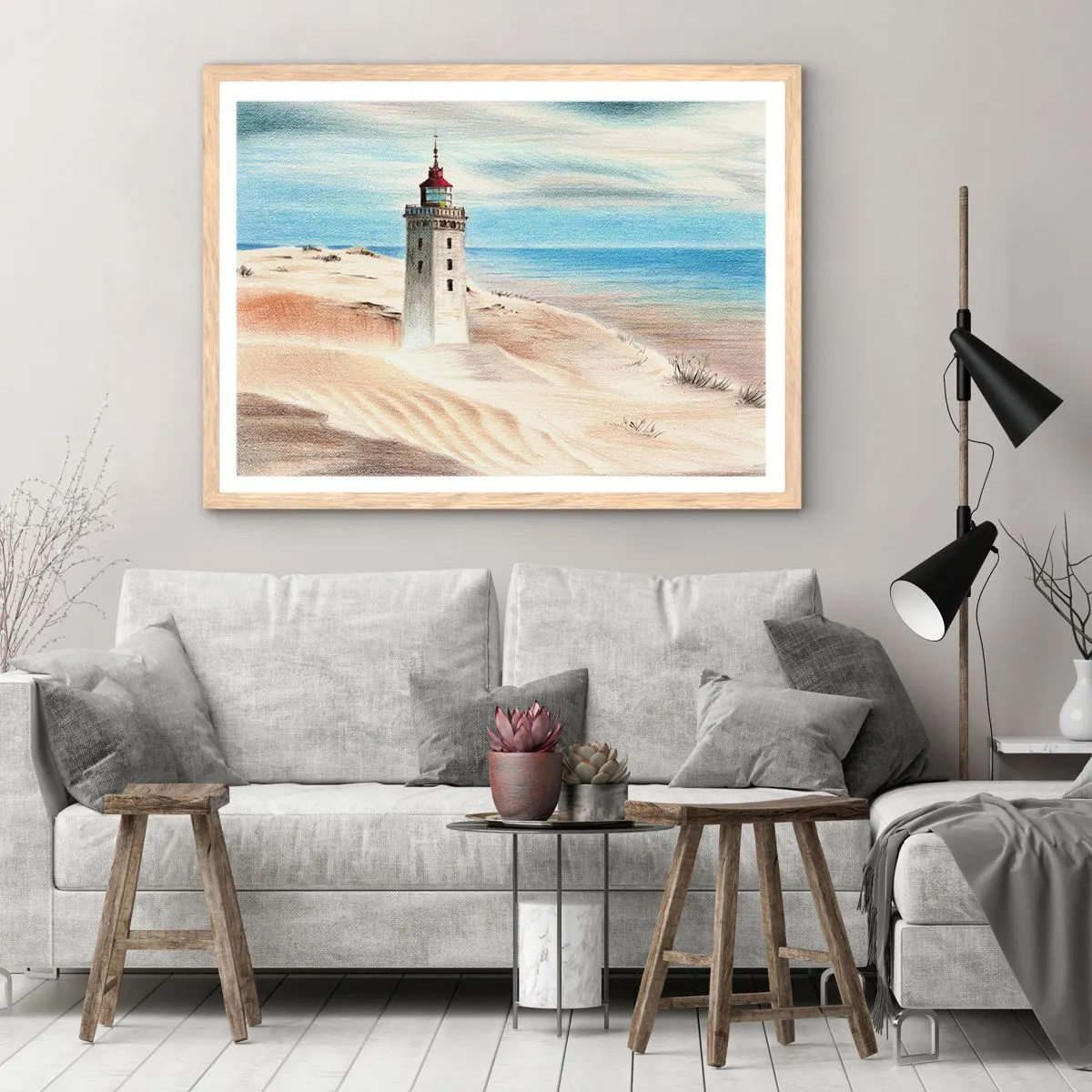 Plakat w ramie jasny dąb - Zawsze wpatrzona w morze - 100x70 cm